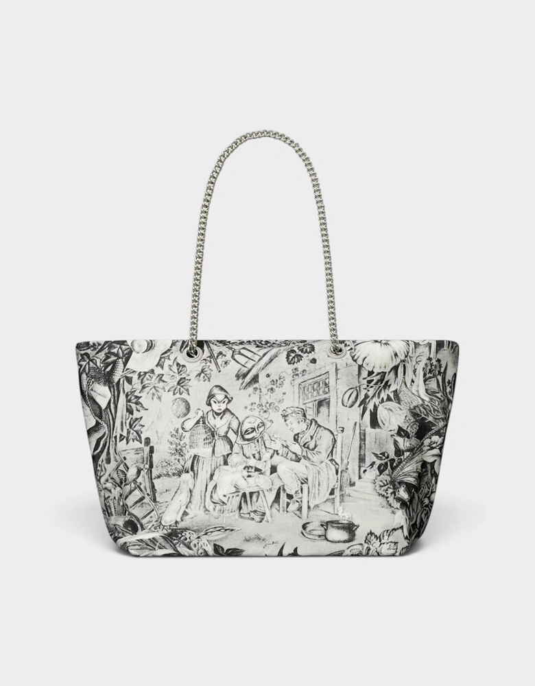 Ella Alien Printed Chain Tote Grey