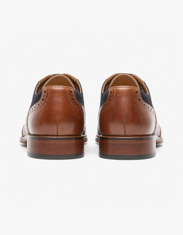 Goor GRANT Mens Brogue Oxford Shoes Dark Tan/Navy
