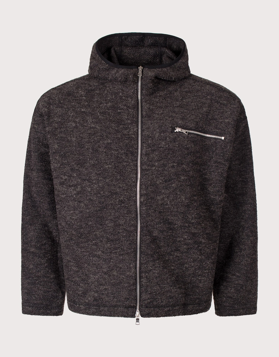 Relaxed Box Fit Boucle Zip Through Hoodie