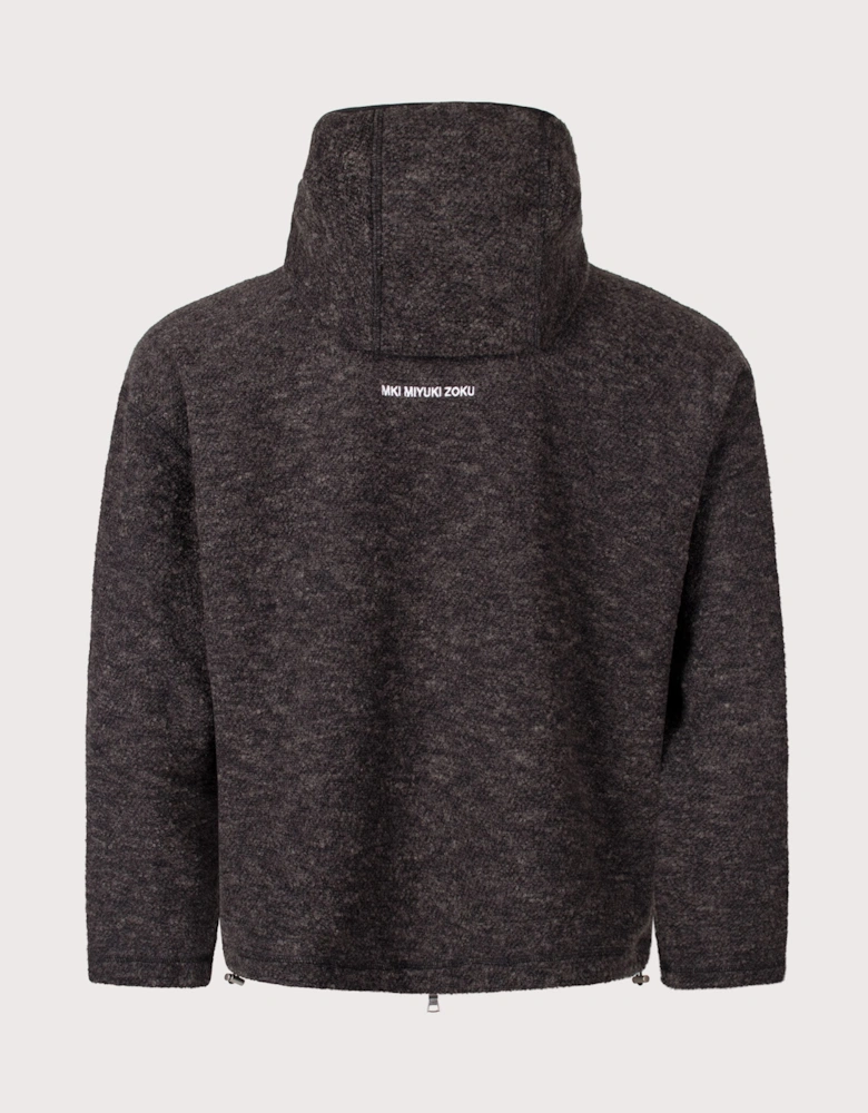 Relaxed Box Fit Boucle Zip Through Hoodie