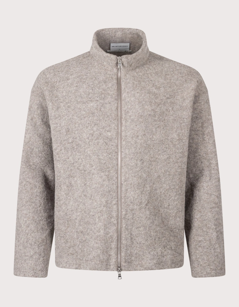 Relaxed Box Fit Pressed Wool Track Jacket