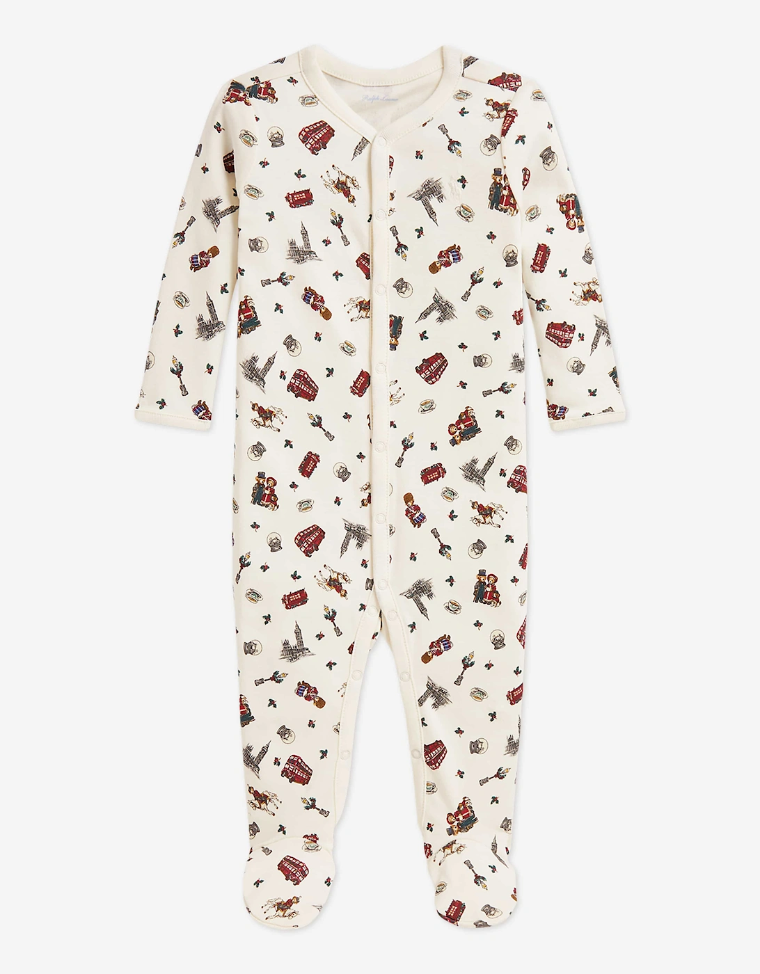 Ralph Lauren Baby Boys Winter Bearville Print Babygrow in Ivory