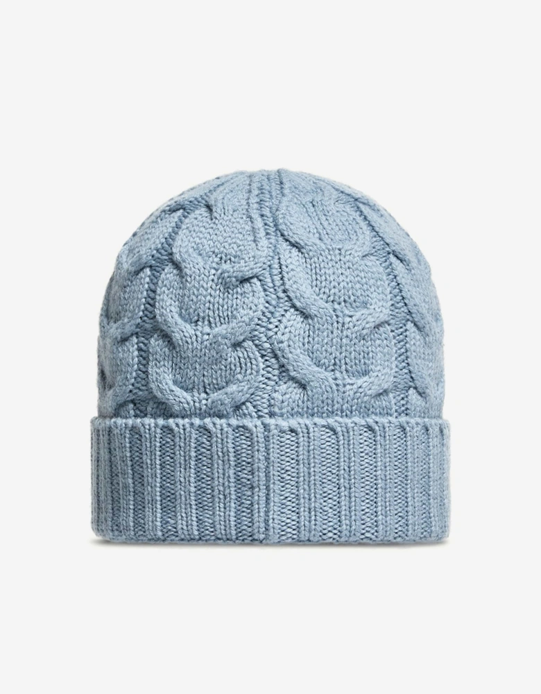 Moncler Enfant Kids Wool Cable Knit Beanie Hat in Blue
