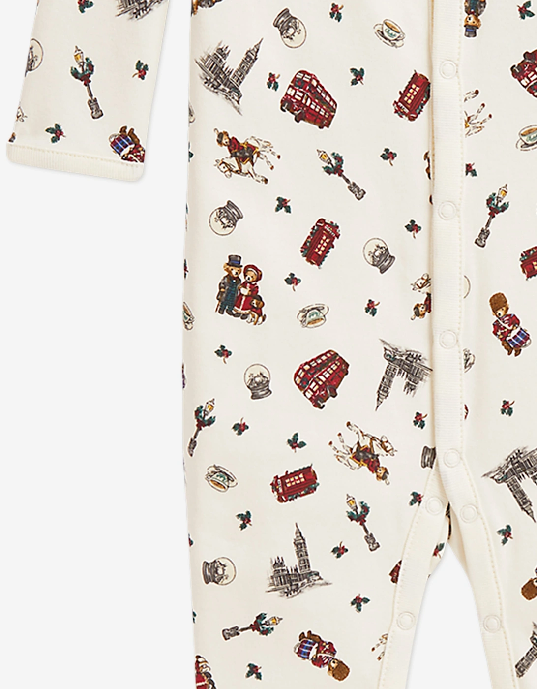 Ralph Lauren Baby Boys Winter Bearville Print Babygrow in Ivory