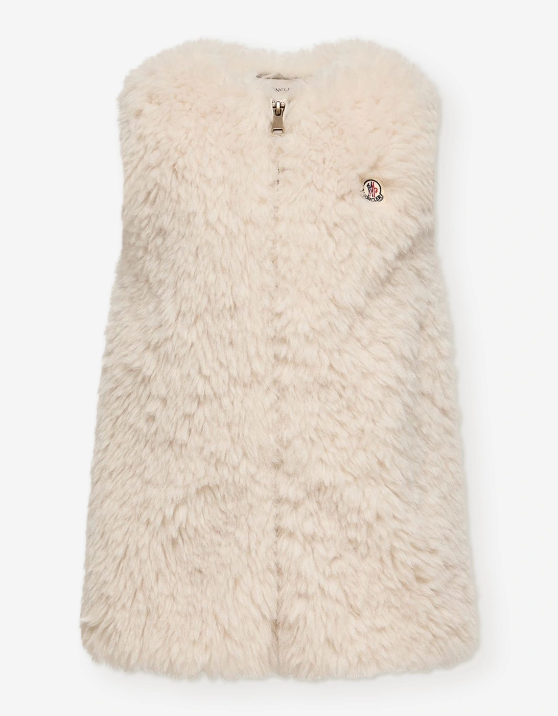Moncler Enfant Girls Faux Fur Sleeveless Dress in Ivory