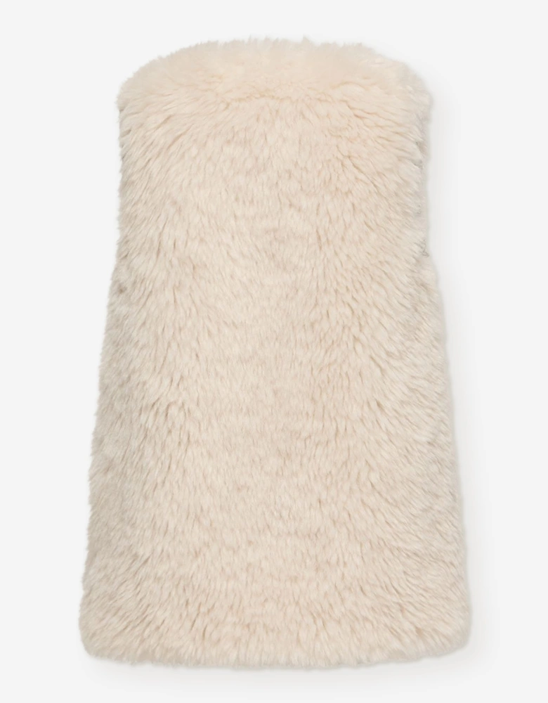 Moncler Enfant Girls Faux Fur Sleeveless Dress in Ivory