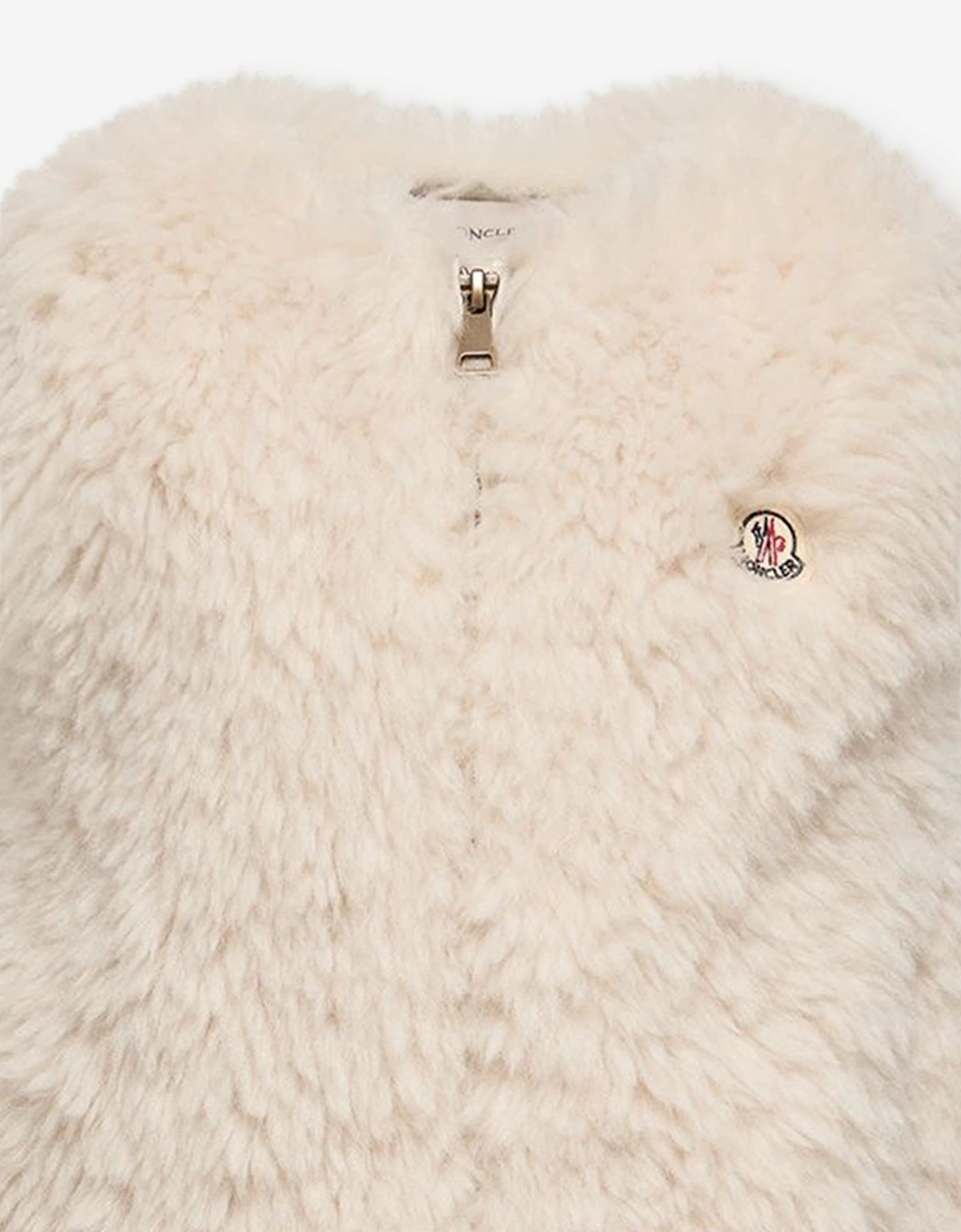 Moncler Enfant Girls Faux Fur Sleeveless Dress in Ivory