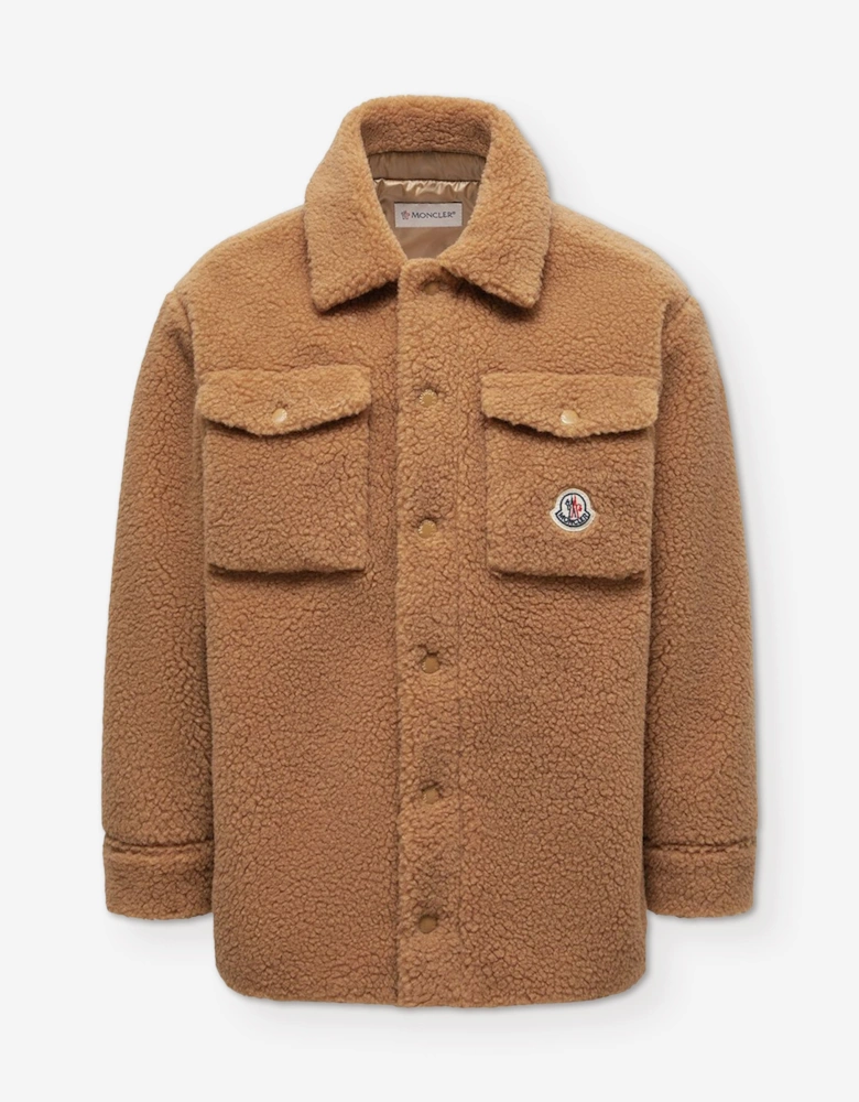 Moncler Enfant Boys Teddy Fleece Overshirt in Beige
