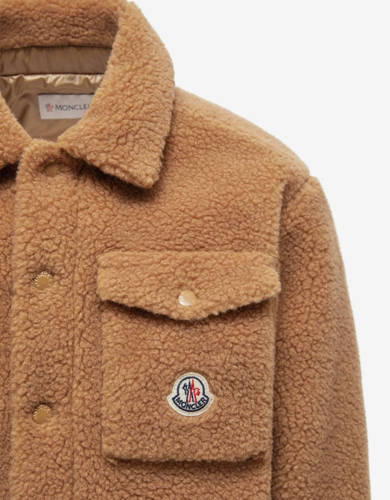 Moncler Enfant Boys Teddy Fleece Overshirt in Beige