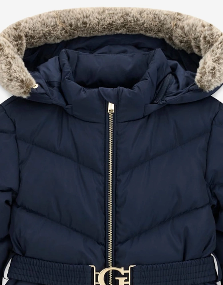 Guess Girls Hooded Puffer Jacket in Navy