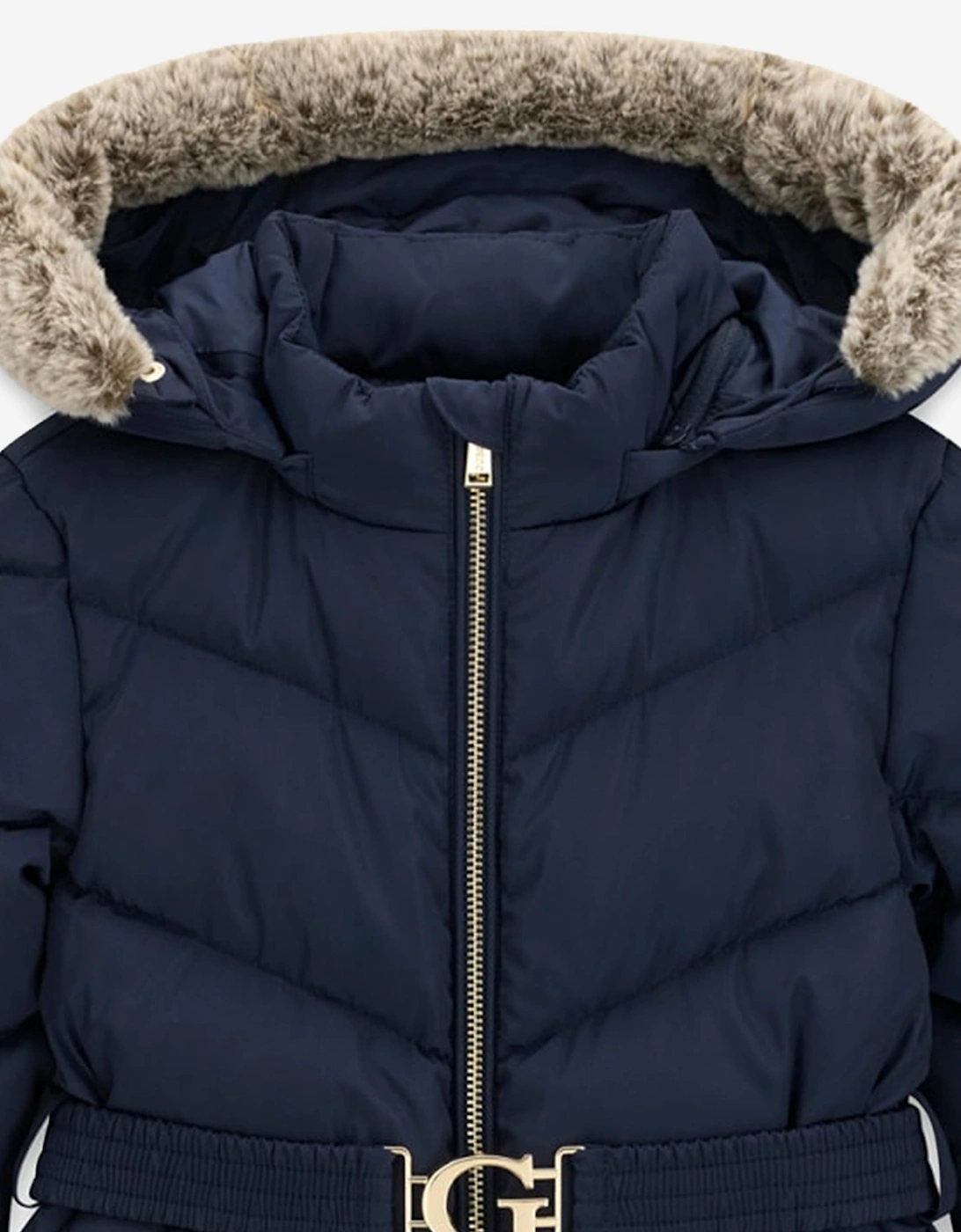 Guess Girls Hooded Puffer Jacket in Navy