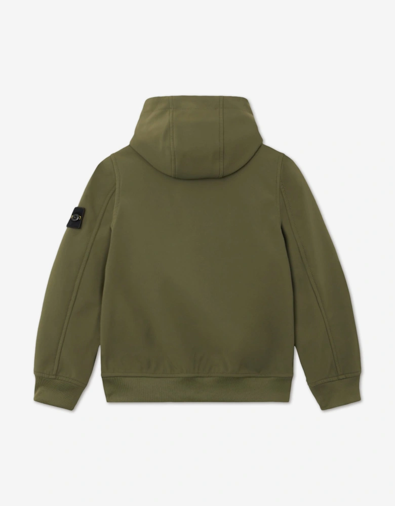 Stone Island Boys Soft Shell-R E.Dye Technology Hooded Jacket in Green