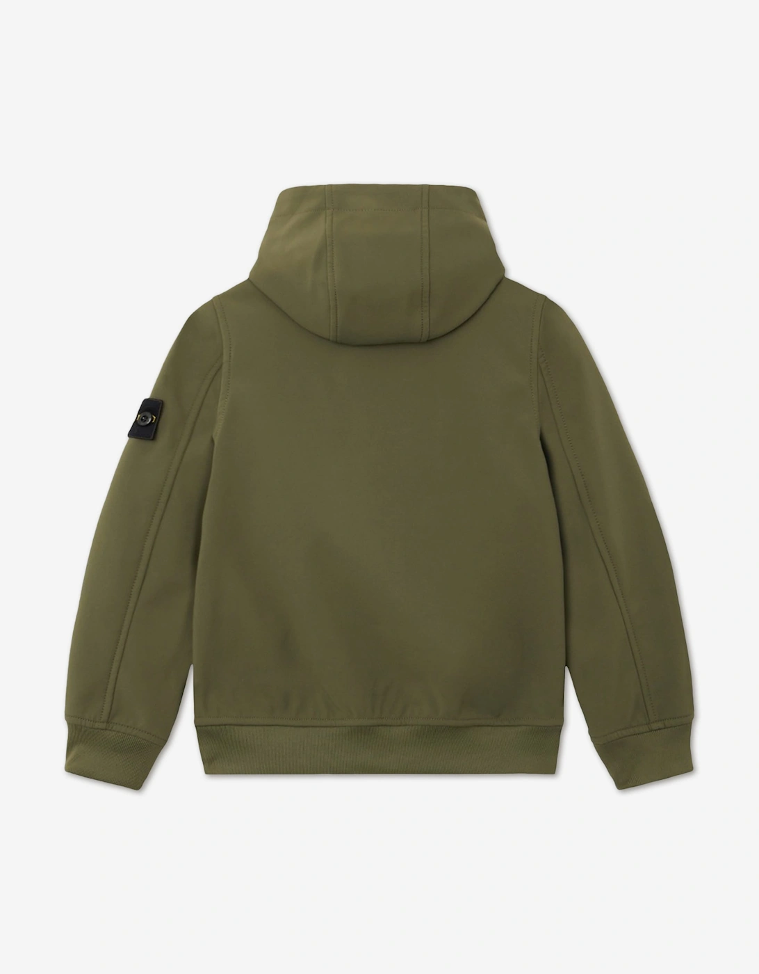 Stone Island Boys Soft Shell-R E.Dye Technology Hooded Jacket in Green