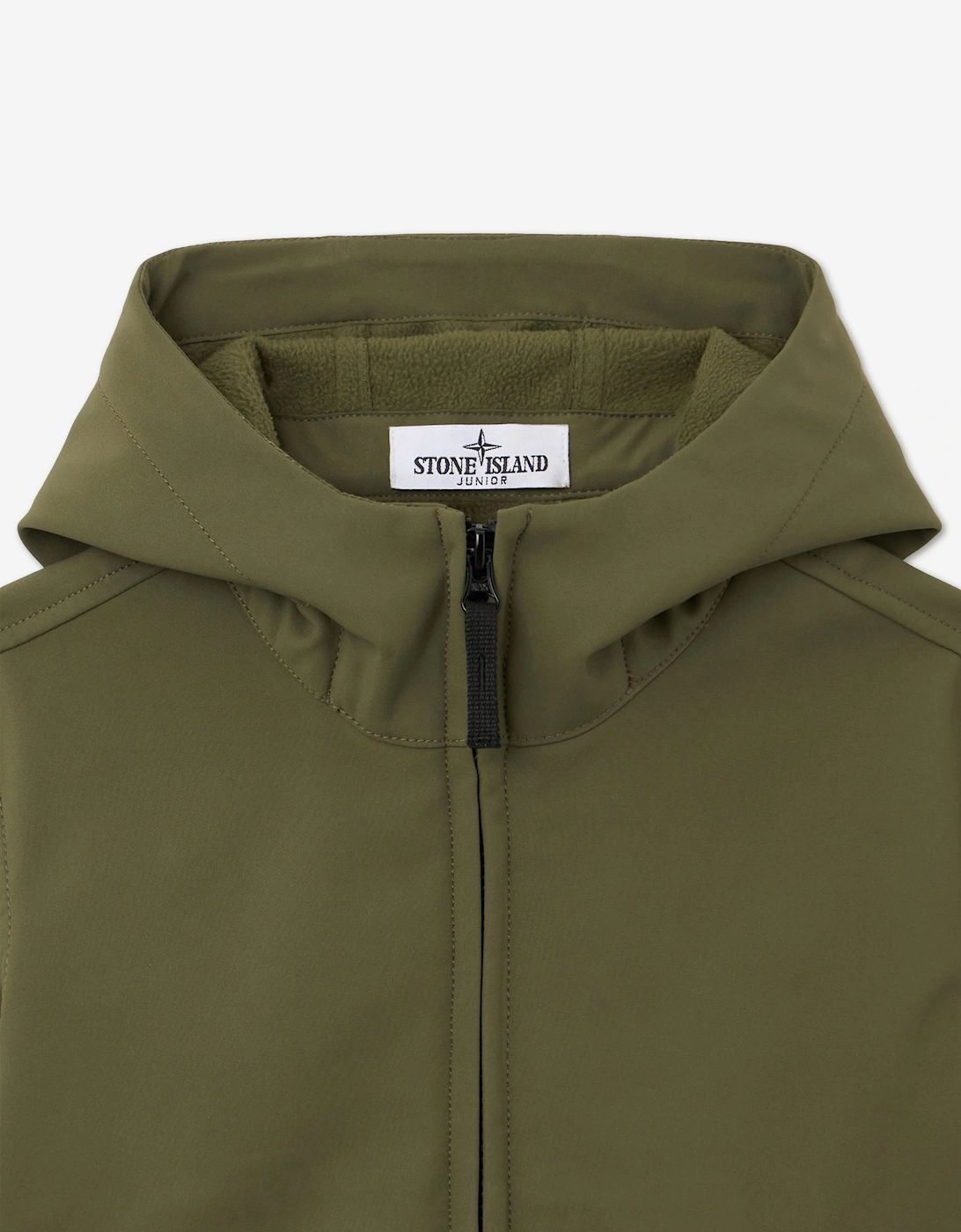 Stone Island Boys Soft Shell-R E.Dye Technology Hooded Jacket in Green