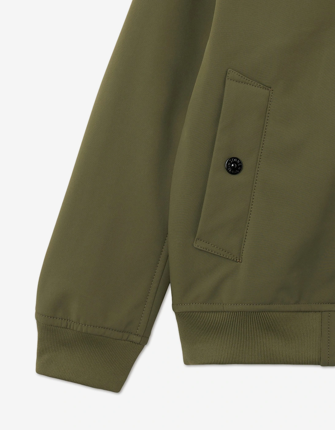 Stone Island Boys Soft Shell-R E.Dye Technology Hooded Jacket in Green