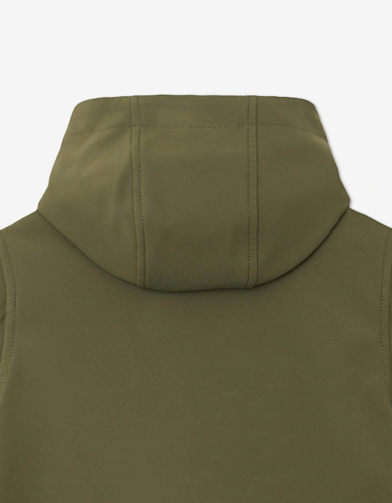 Stone Island Boys Soft Shell-R E.Dye Technology Hooded Jacket in Green