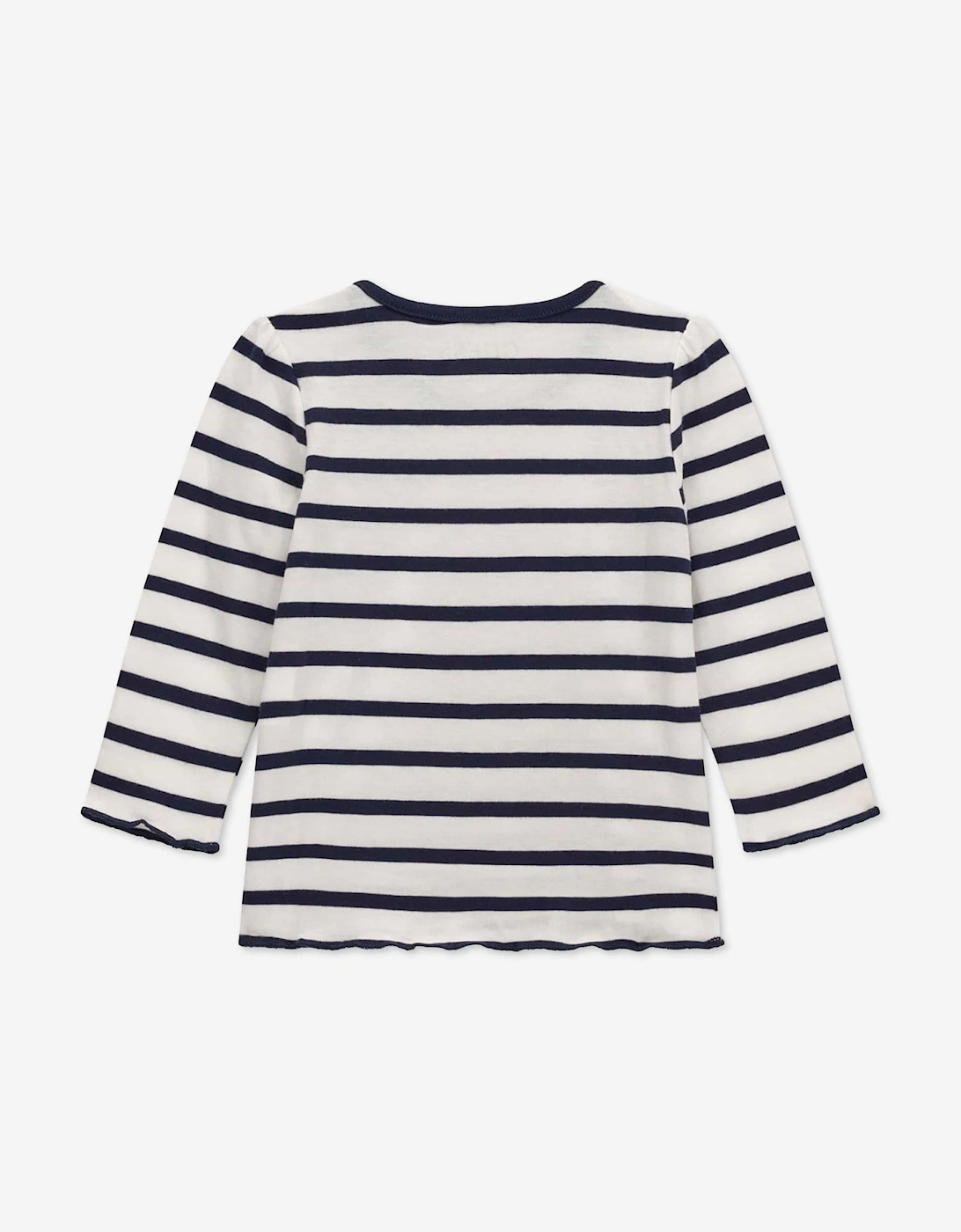 Guess Girls Long Sleeve Striped Bear T-Shirt in Blue
