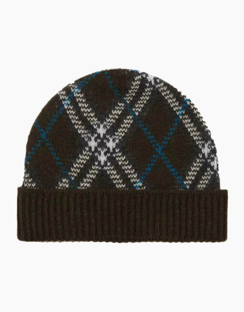 Burberry Check Print Cashmere Blend Beanie