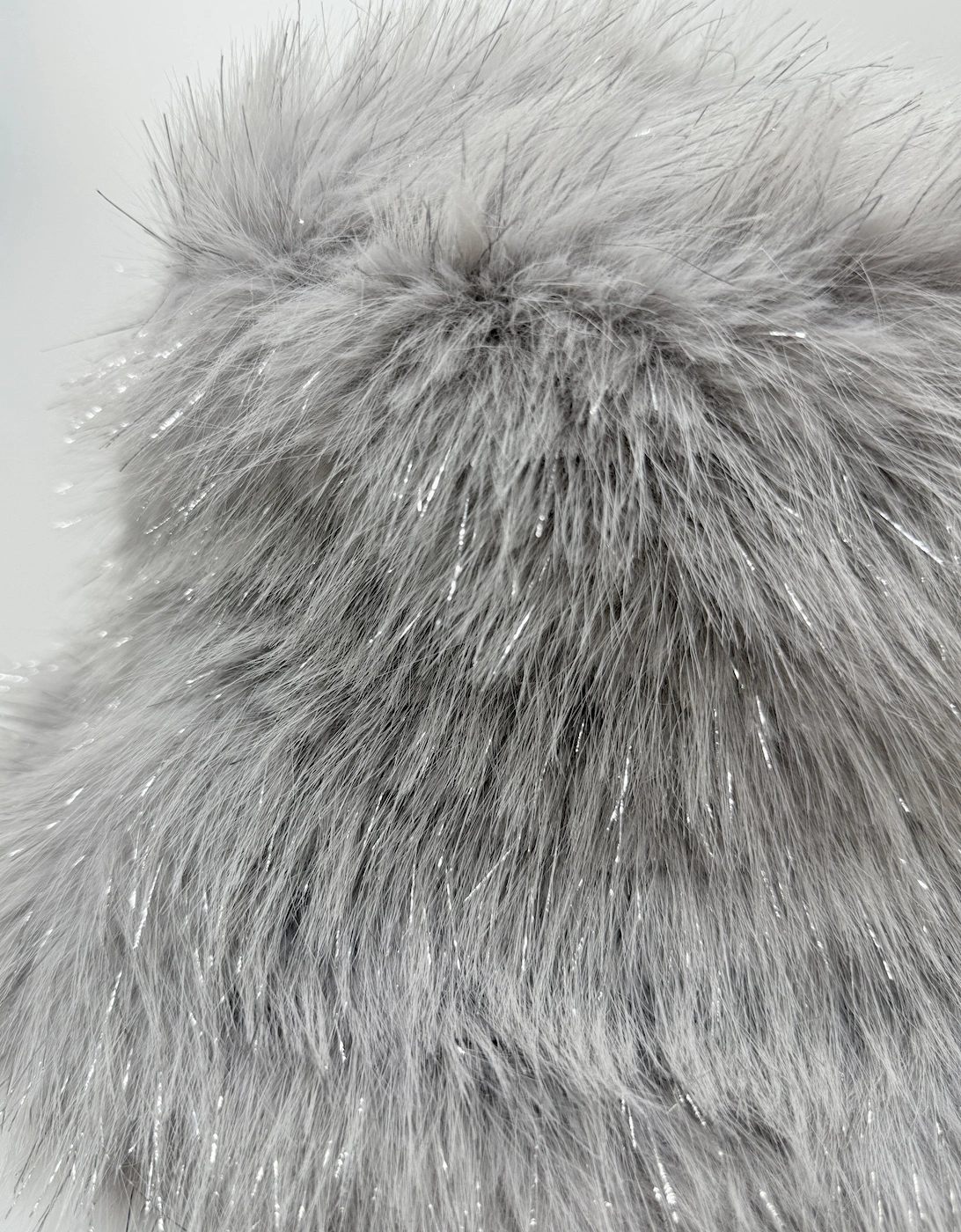 Cream Sparkle Metallic Bamboo Faux Fur Bucket Hat