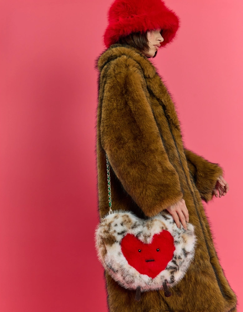 Mocha Bamboo Oversized Faux Fur Coat