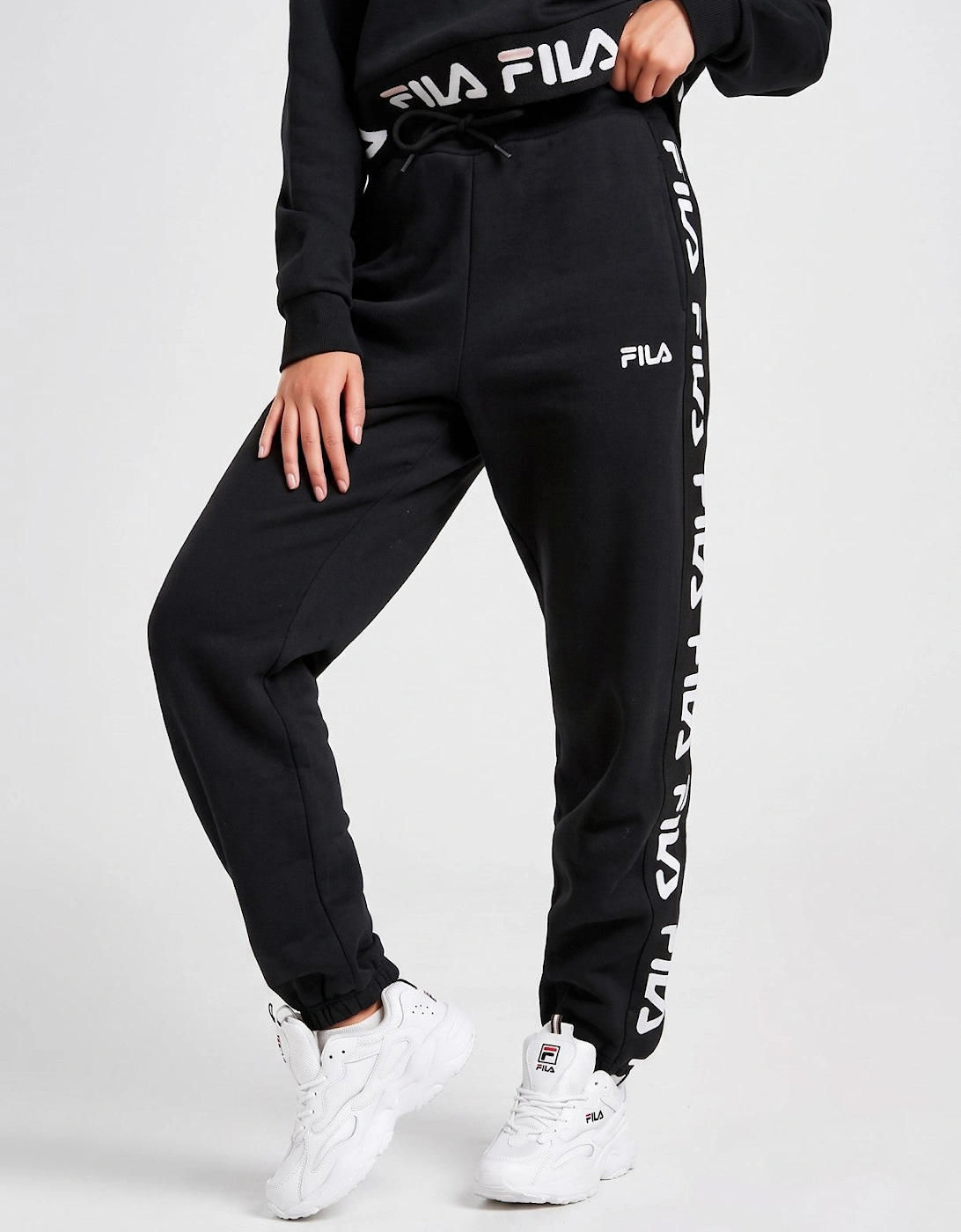 Fila Womens Jacquared Panel Pant Joggers in Black