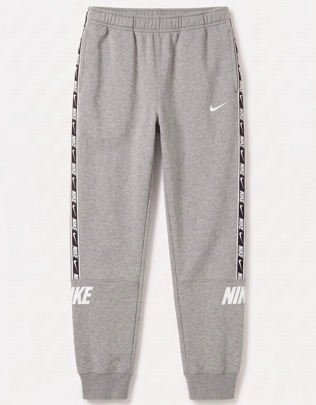 Nike Mens Repeat Taping Logo Fleece Cuffed Joggers in Grey