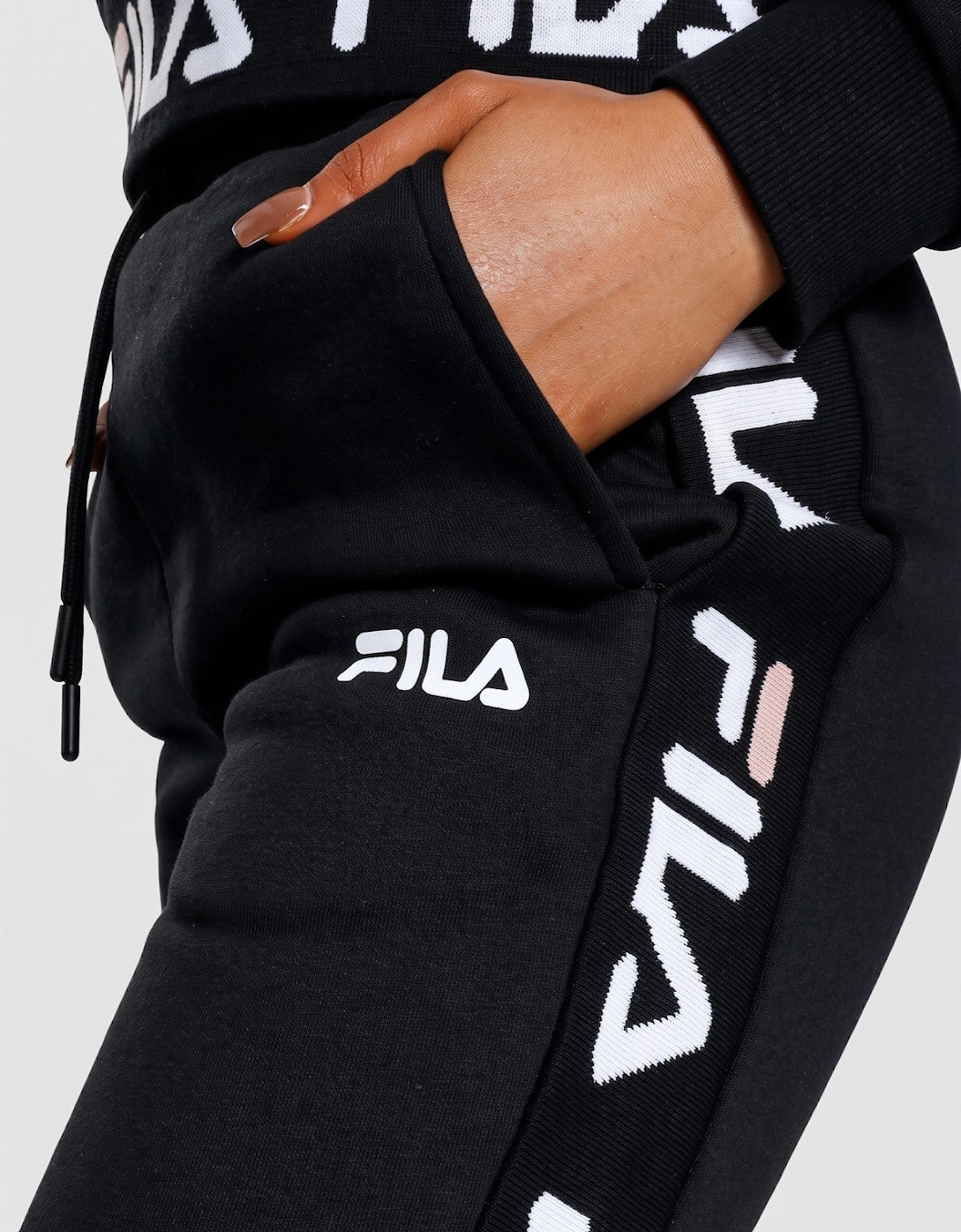 Fila Womens Jacquared Panel Pant Joggers in Black