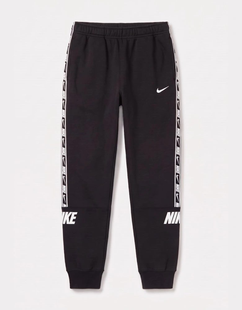 Nike Mens Repeat Taping Logo Fleece Cuffed Joggers in Black