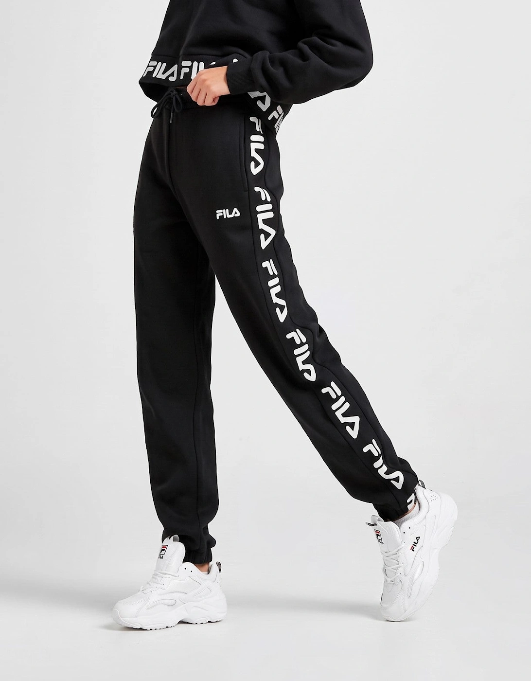 Fila Womens Jacquared Panel Pant Joggers in Black