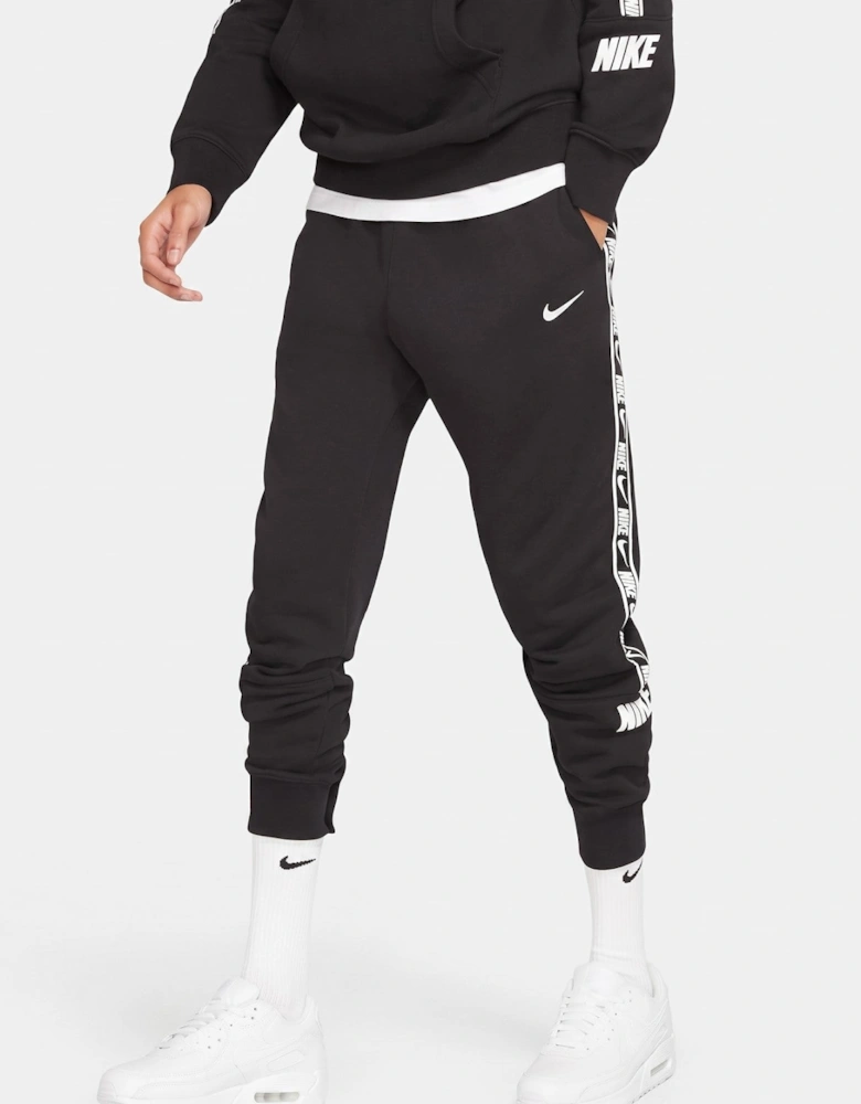 Nike Mens Repeat Taping Logo Fleece Cuffed Joggers in Black