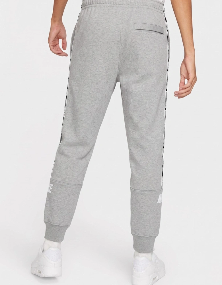 Nike Mens Repeat Taping Logo Fleece Cuffed Joggers in Grey