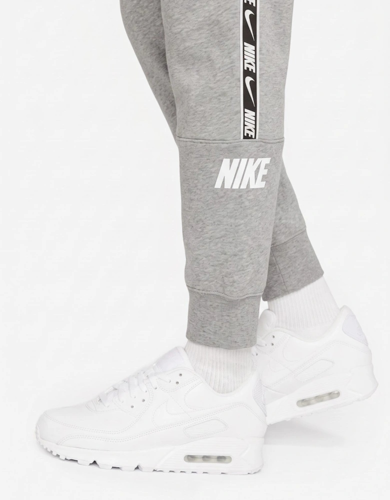 Nike Mens Repeat Taping Logo Fleece Cuffed Joggers in Grey