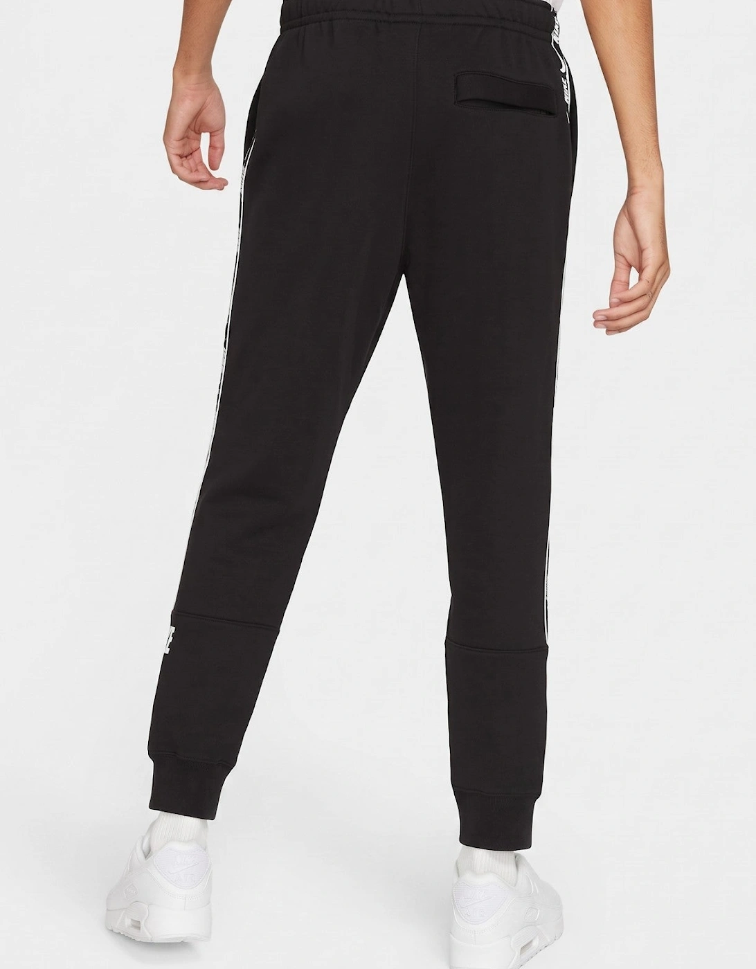 Nike Mens Repeat Taping Logo Fleece Cuffed Joggers in Black