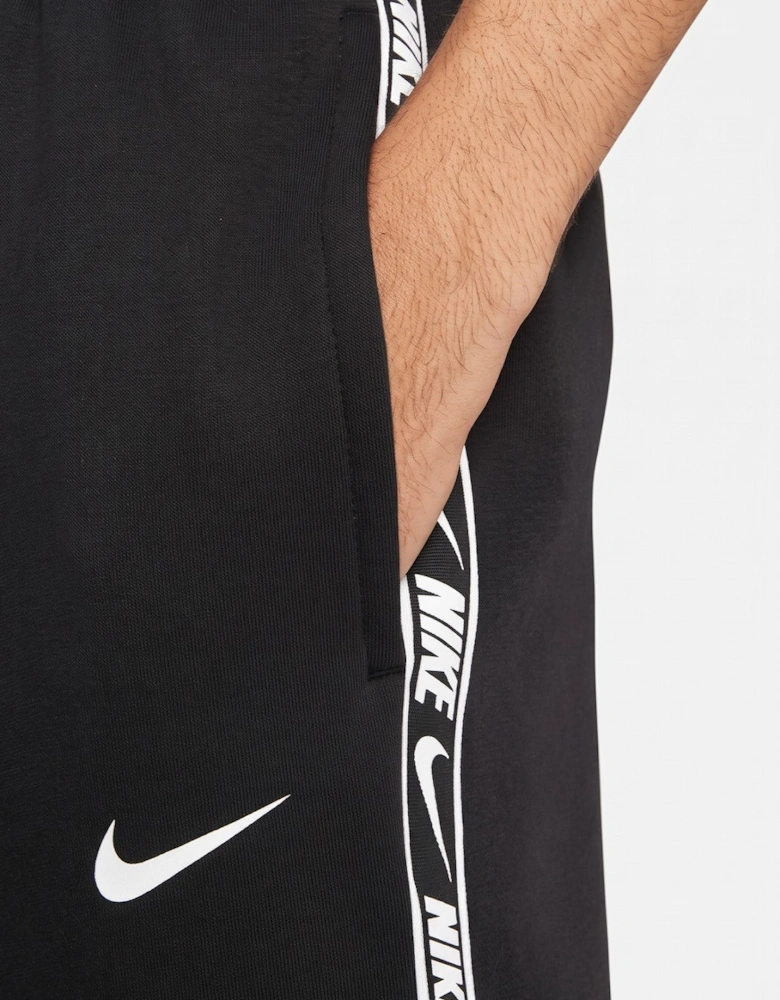 Nike Mens Repeat Taping Logo Fleece Cuffed Joggers in Black