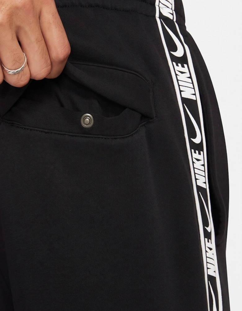 Nike Mens Repeat Taping Logo Fleece Cuffed Joggers in Black