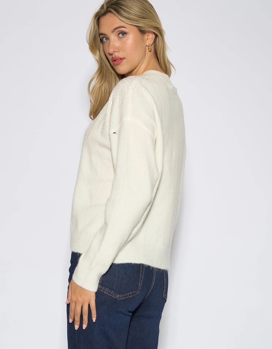Off White Angel Sequin Knit Cardigan