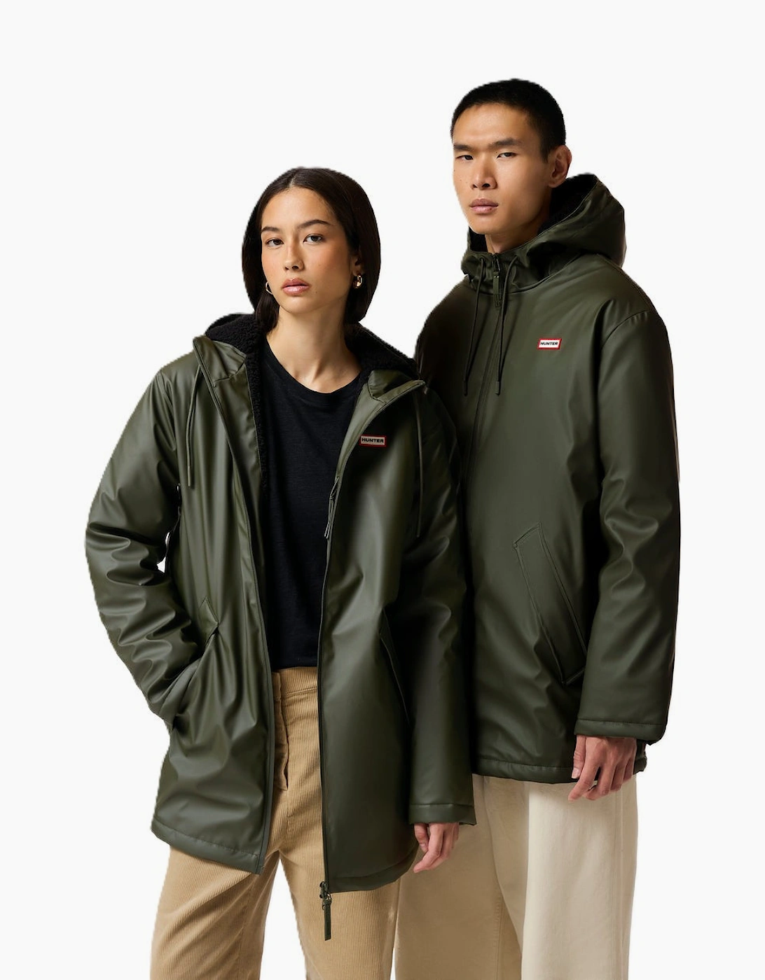 Hunter Short Cocoon Cloak Unisex Green Rain Jacket