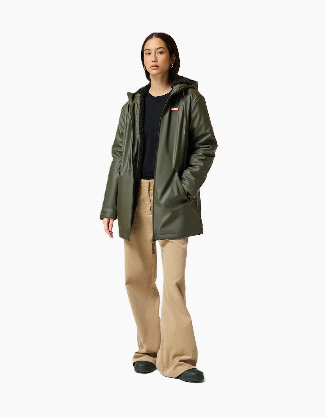 Hunter Short Cocoon Cloak Unisex Green Rain Jacket