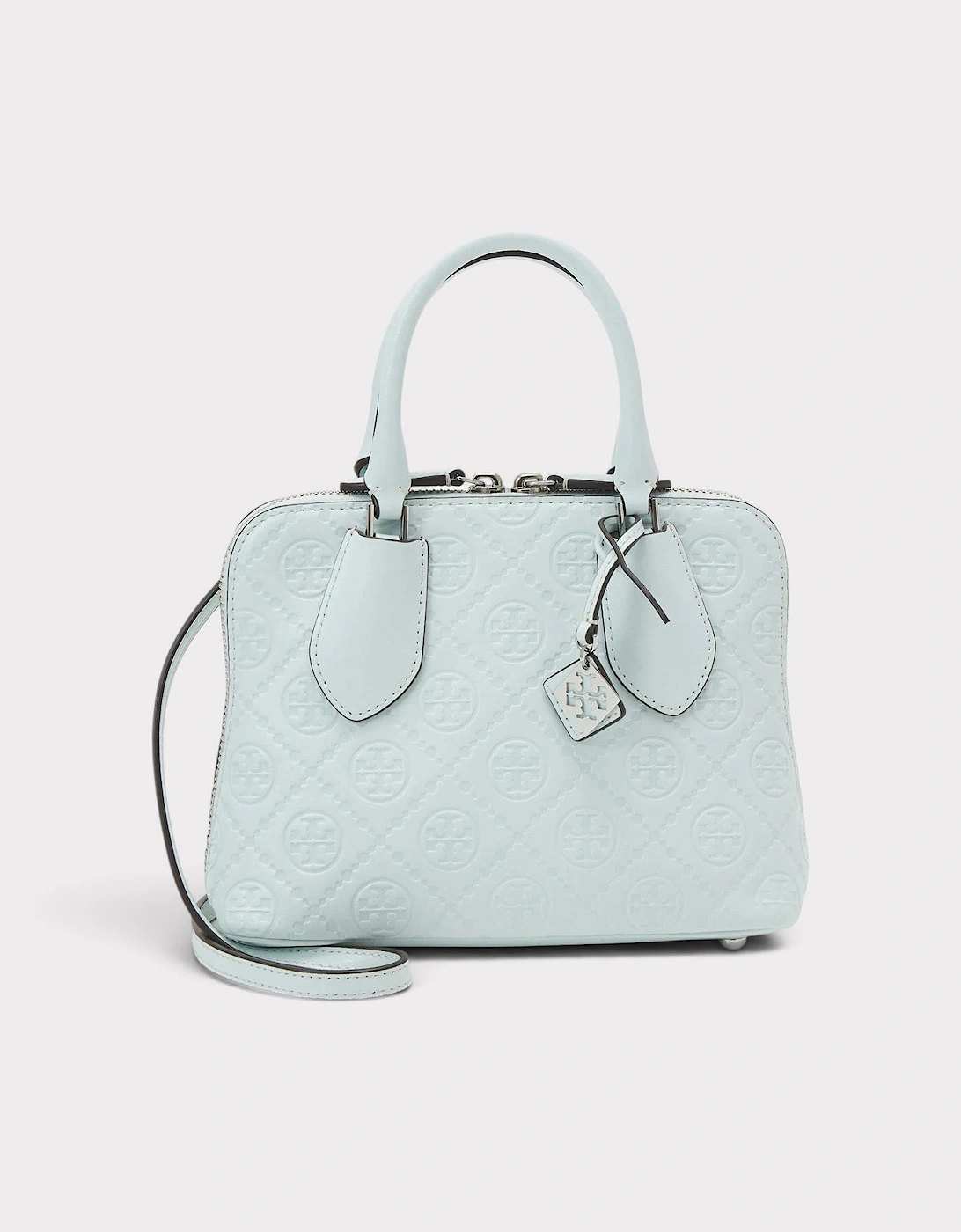 Monogram T Logo Leather Mini Swing Bag Ice Blue