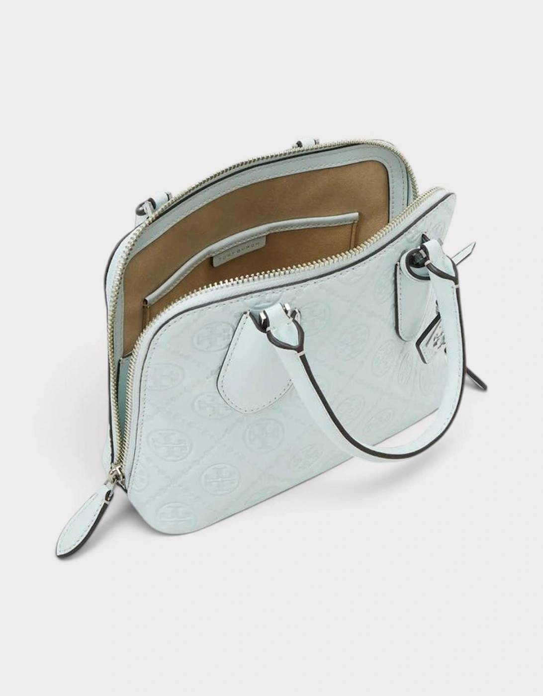 Monogram T Logo Leather Mini Swing Bag Ice Blue