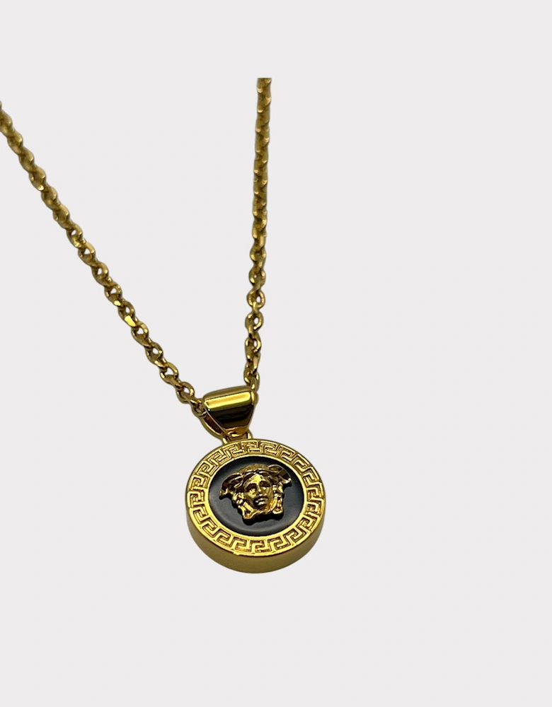 Medusa Head Necklace Black Gold