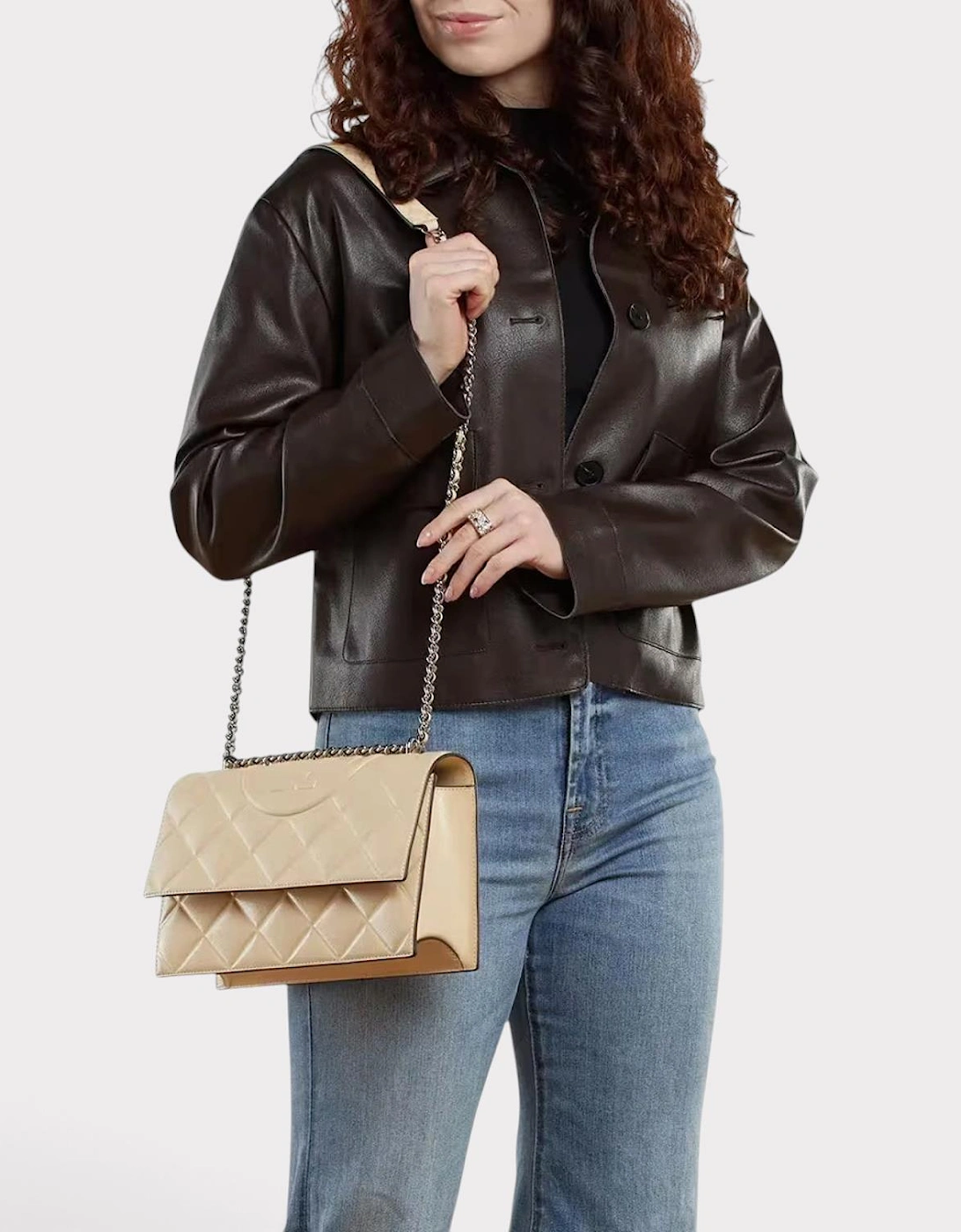 Fleming Convertible Shoulder Bag Vanilla Beige