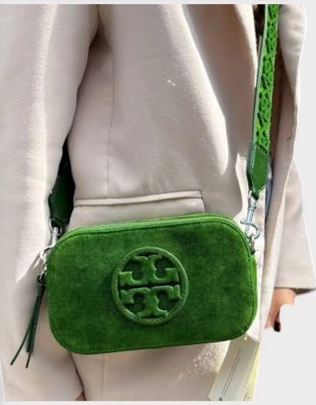 Miller Flocked Mini Crossbody Bag Emerald Green