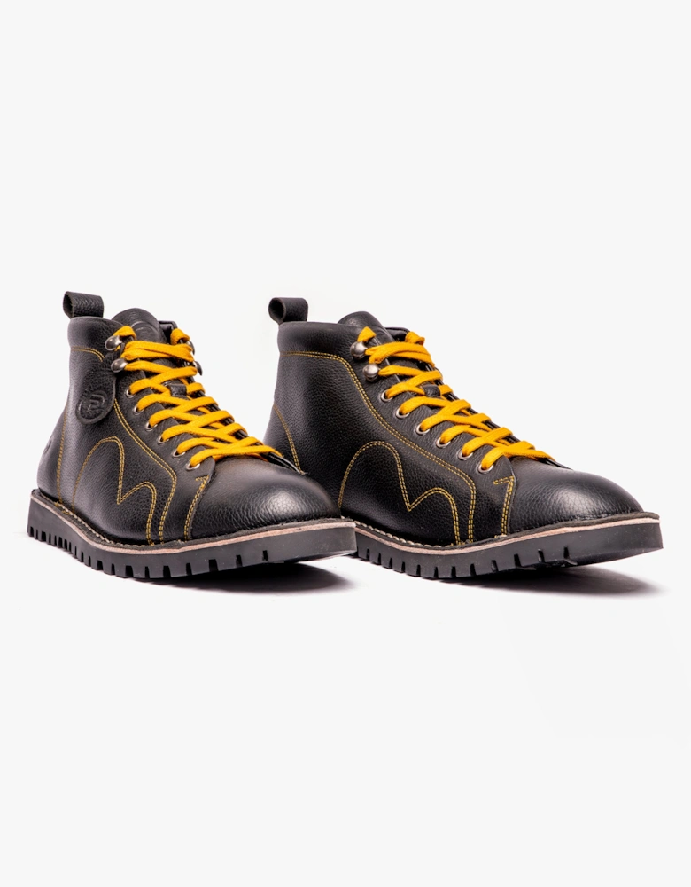 Popps 1961 MOD Mens Leather Monkey Boots Black