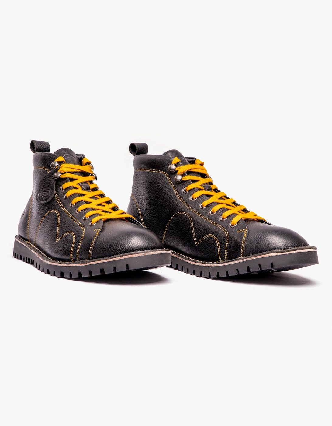 Popps 1961 MOD Mens Leather Monkey Boots Black