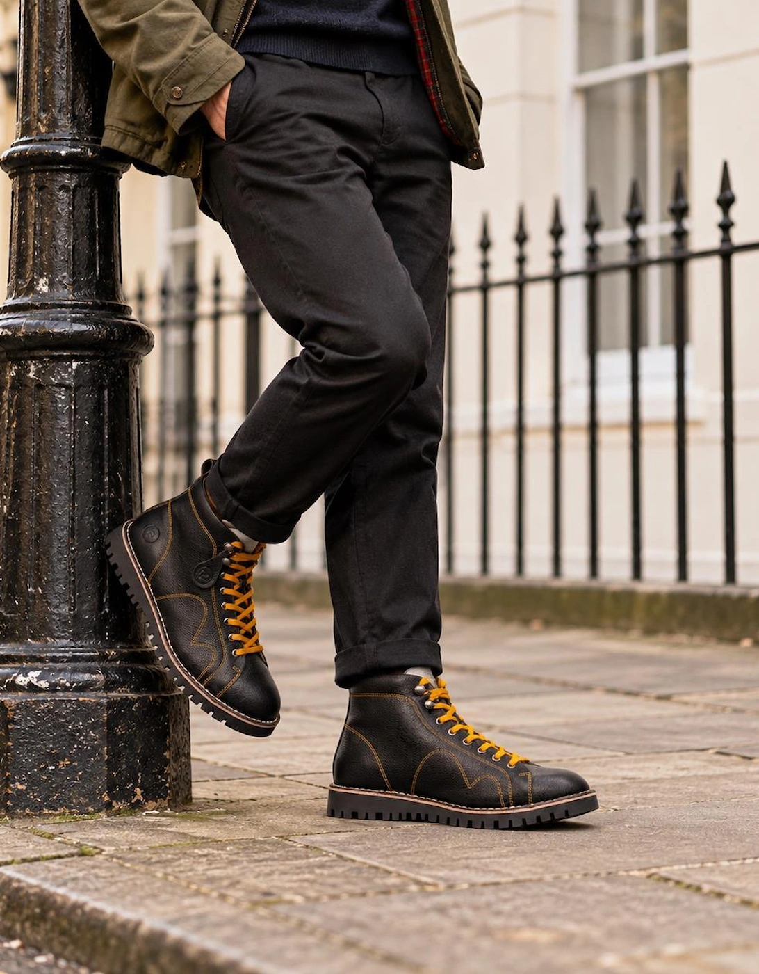 Popps 1961 MOD Mens Leather Monkey Boots Black