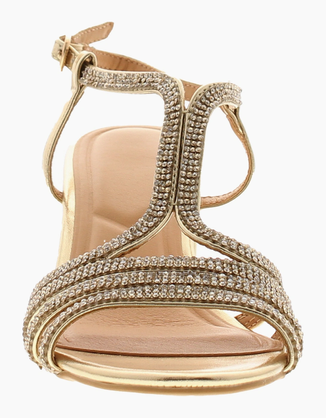 Truffle Womens Heeled Sandals Diamond Buckle Fastening soft gold UK Size