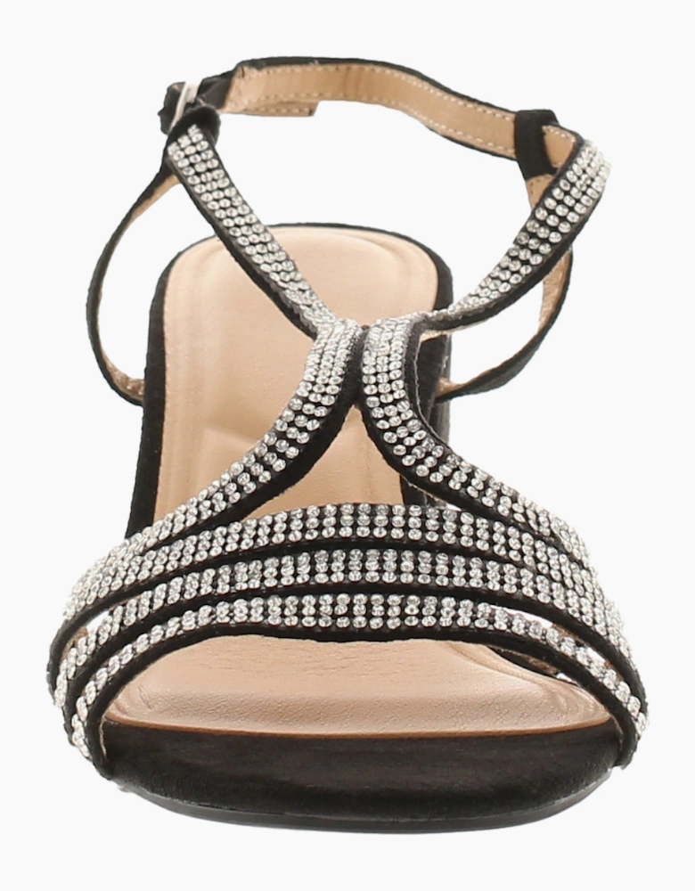 Truffle Womens Heeled Sandals Diamond Buckle Fastening black UK Size