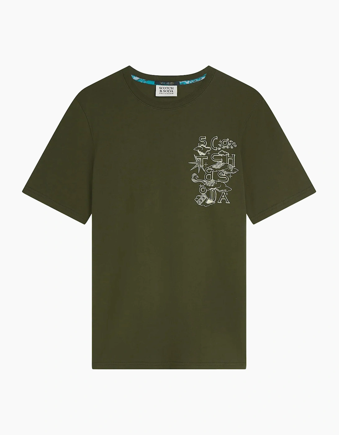 Scotch & Soda Left Chest Artwork Reg Fit T-Shirt Dark Forest