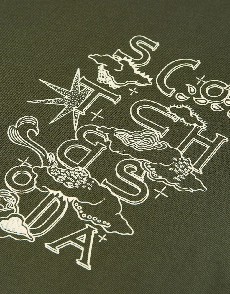Scotch & Soda Left Chest Artwork Reg Fit T-Shirt Dark Forest